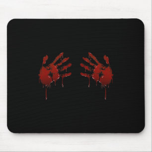 Mens Blood Hands Print - Spooky Halloween Costume Mouse Pad