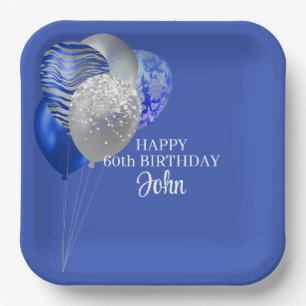 Mens Blue Birthday Paper Plate