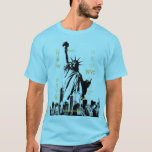 Mens Blue Horizon Nyc Liberty Statue Manhattan T-Shirt<br><div class="desc">Nyc Liberty Statue New York City Manhattan Modern Elegant Template Men's Basic Blue Horizon T-Shirt.</div>