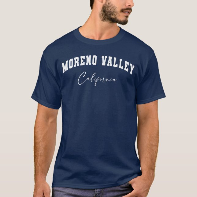 Men's Blue Moreno Valley, California T-Shirt (Front)