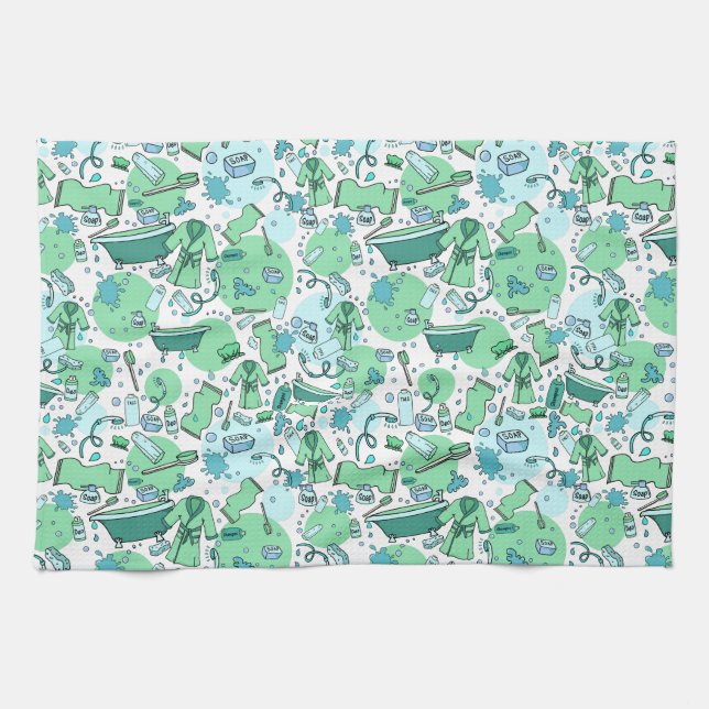 Men's Blue Patterned Tea Towel (Horizontal)