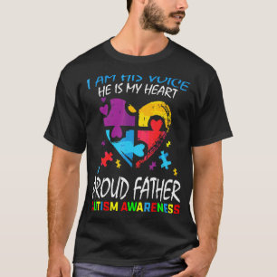 Mens Blue Proud Father Autism Awareness Dad Son I T-Shirt