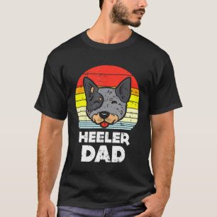 Mens Blue Red Heeler Dad Retro Animal Red Cattle D T-Shirt