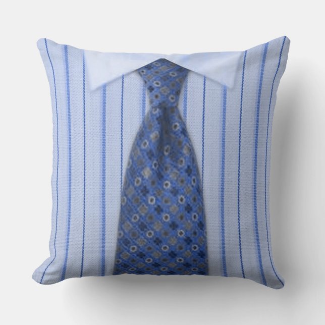 Mens Blue Shirt and Tie Novelty Throw Pillow (Front)