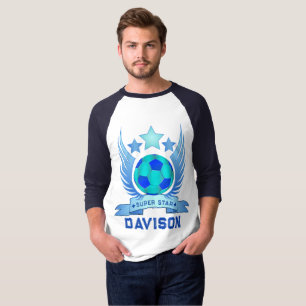 Mens Blue Soccer Star Design T-Shirt