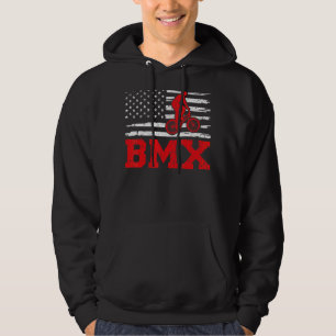 Mens Bmx Biking Retro Style American Flag Bmx Fath Hoodie
