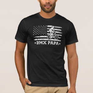 Mens Bmx Papa Usa Flag Vintage Cycling Bmx Rider F T-Shirt
