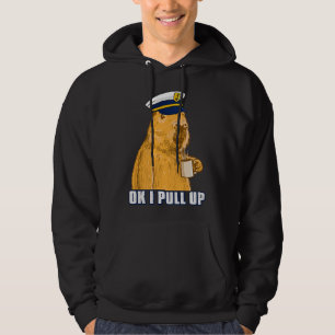Mens Boat Captain Capybara Ok i Pull Up with Coffe Hoodie