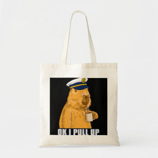 Mens Boat Captain Capybara Ok i Pull Up with Coffe Tote Bag