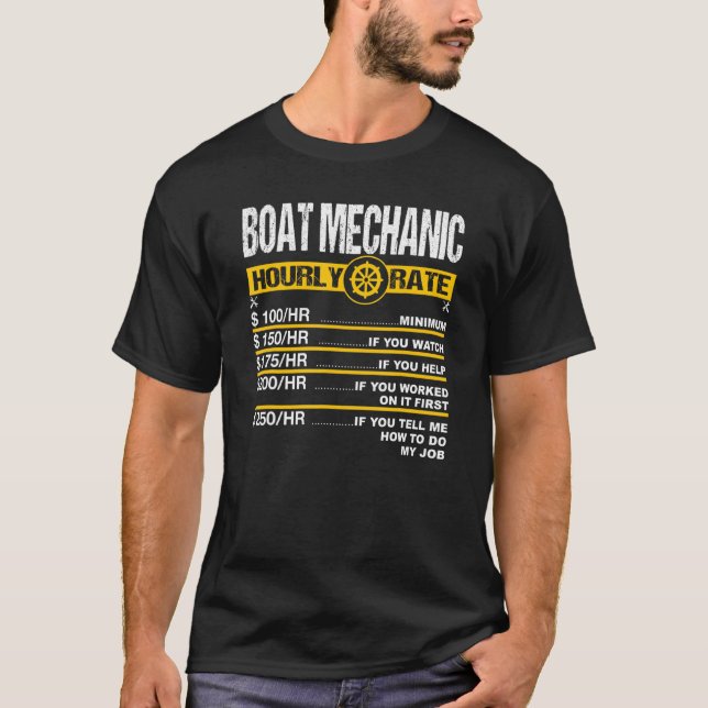 Mens Boat Mechanic Hourly Rate Mechanical Enginee  T-Shirt (Front)