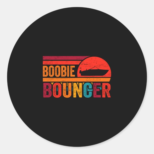 Mens boat retro sun bouncing performance  classic round sticker (Front)