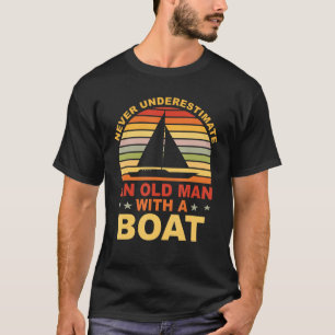 Mens Boater Captain Grandpa Sailor Pensioner Motor T-Shirt