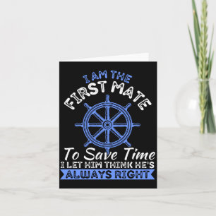 Mens boating boat owner am the first mate pontoon card