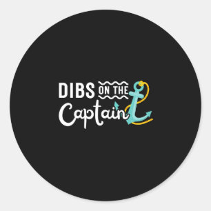Mens boating boat owner dibs on the captain classic round sticker