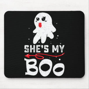 Mens Boo Cute Matching Couple Halloween Costume Mouse Pad