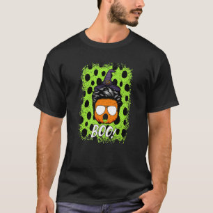 Mens Boo Hair Men Pumpkin Hat Witch Ghosts Leopard T-Shirt