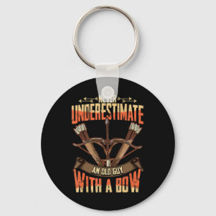 Mens Bowhunter Never Underestimate an Old Man with Key Ring