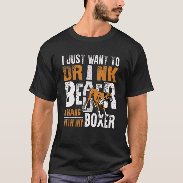 Mens Boxer Dad  Father's Day Dog   Beer T-Shirt (Front)
