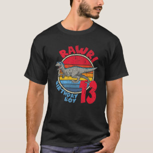 Mens Boy 13Th Birthday I Rawr! Velociraptor I Fami T-Shirt