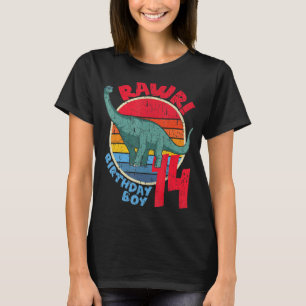 Mens Boy 14th Birthday I Rawr! Brachiosaurus I Fam T-Shirt