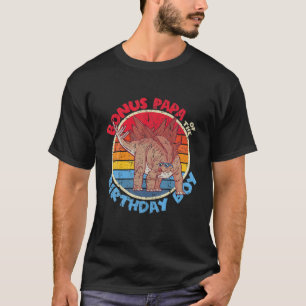 Mens Boy Birthday I Bonus Papa I Stegosaurus I Fam T-Shirt