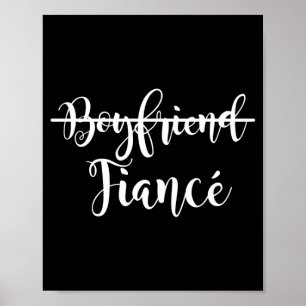 Mens boyfriend fiance present couple engagement poster
