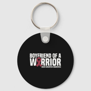 Mens Boyfriend of a Warrior Brain Aneurysm Awarene Key Ring
