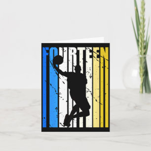 Mens boys basketball 14th birthday for sports fans card