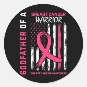 Mens Breast Cancer Warrior Goddaughter Pink Ribbon Classic Round Sticker