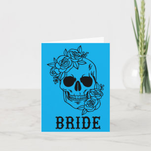 Mens Bride Groom Floral Skull Halloween Wedding Card
