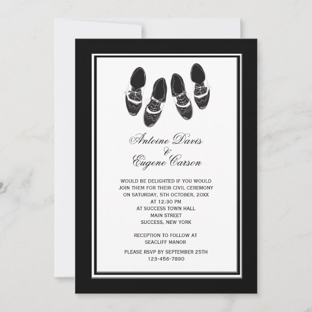 Mens Brogue Shoes Wedding Invitation (Front)