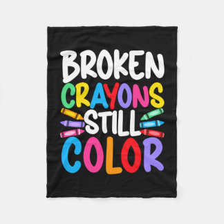Mens broken crayons colour mental health awareness fleece blanket