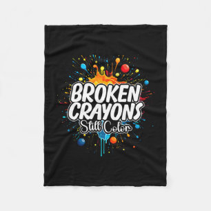 Mens broken crayons colour mental health awareness fleece blanket