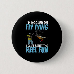 Mens brook trout fishing fisherman reel fly 6 cm round badge