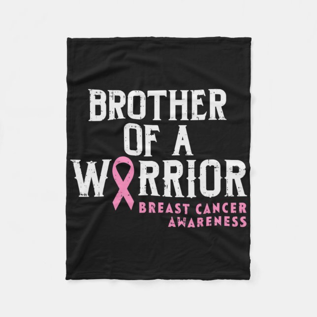 Mens Brother Of A Warrior Breast Cancer Awareness  Fleece Blanket (Front)
