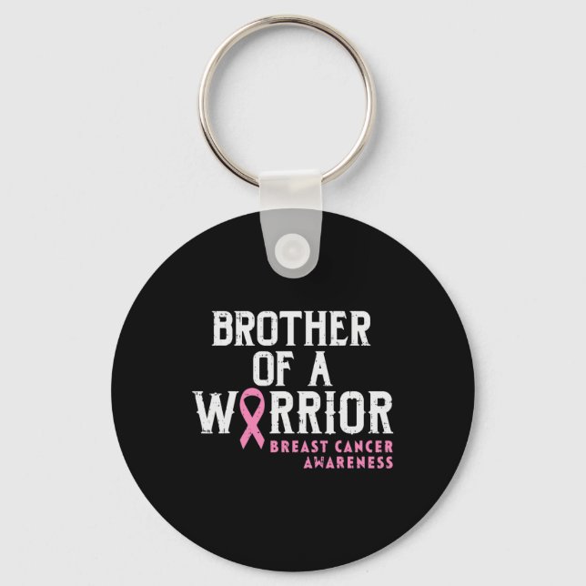 Mens Brother Of A Warrior Breast Cancer Awareness  Key Ring (Front)