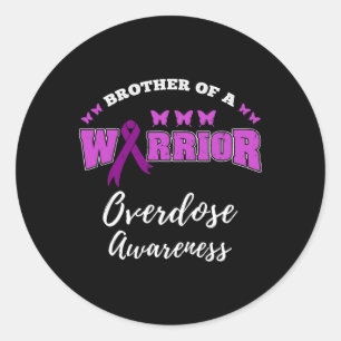 Mens Brother Of A Warrior Overdose Awareness Classic Round Sticker