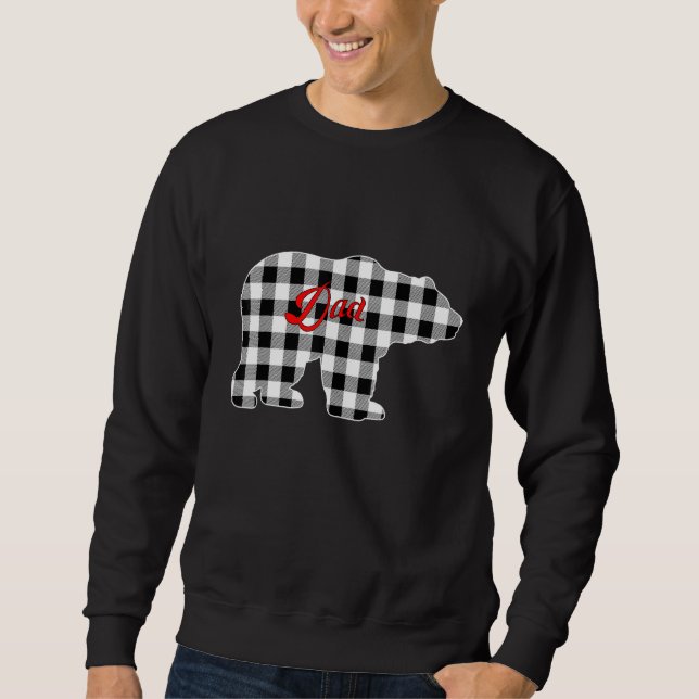 Mens Buffalo Black and White Plaid Dad Bear Christ Sweatshirt (Front)