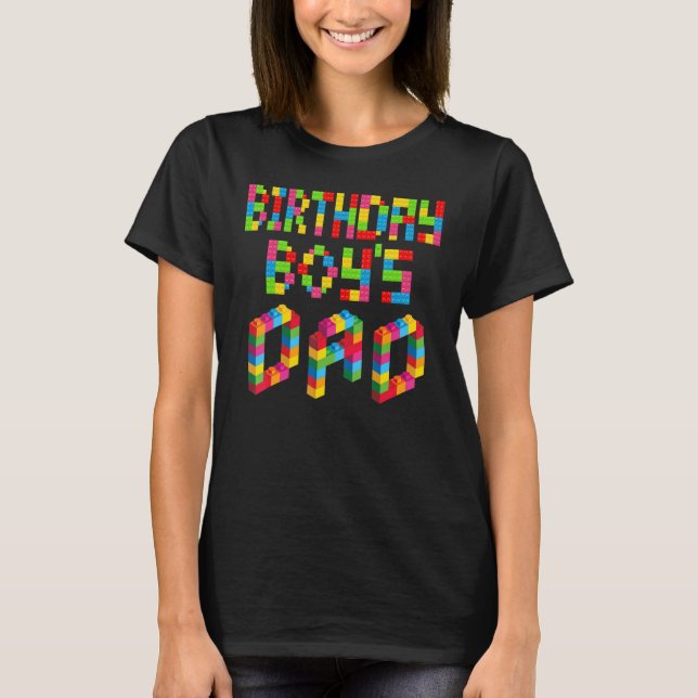 Mens Building Brick Block Dad Of Birthday Boy 1 T-Shirt (Front)