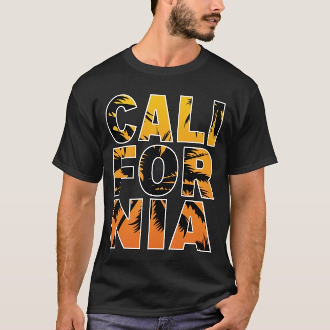 Men's California Palm Trees Filled Letters T-Shirt (Front)