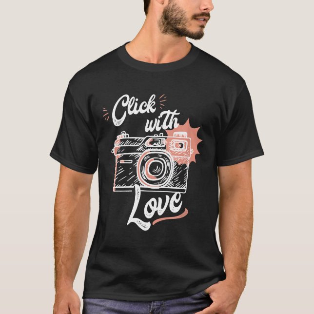 Mens Camera click with love for photographers T-Shirt (Front)