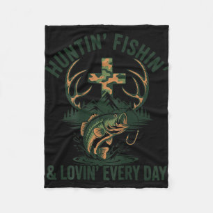 Men's camo faith hunting fishing loving every day fleece blanket