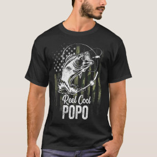 Mens Camo Flag Print Reel Cool Popo Fathers Day T-Shirt