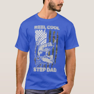 Mens Camo Flag Print Reel Cool Step Dad Funny Fath T-Shirt