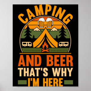 Mens camping beer camp life forest camper poster