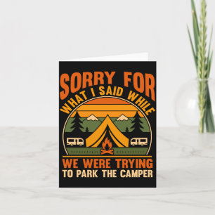 Mens camping bonfire camp life forest camper card