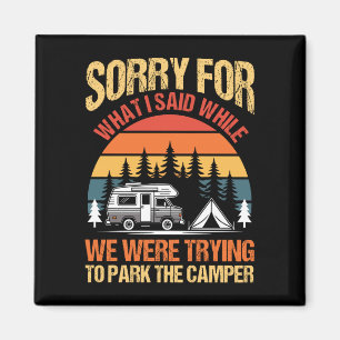 Mens camping bonfire camp life forest camper magnet