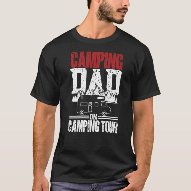 Mens Camping Dad On Tour Camper Caravan Camping T-Shirt (Front)