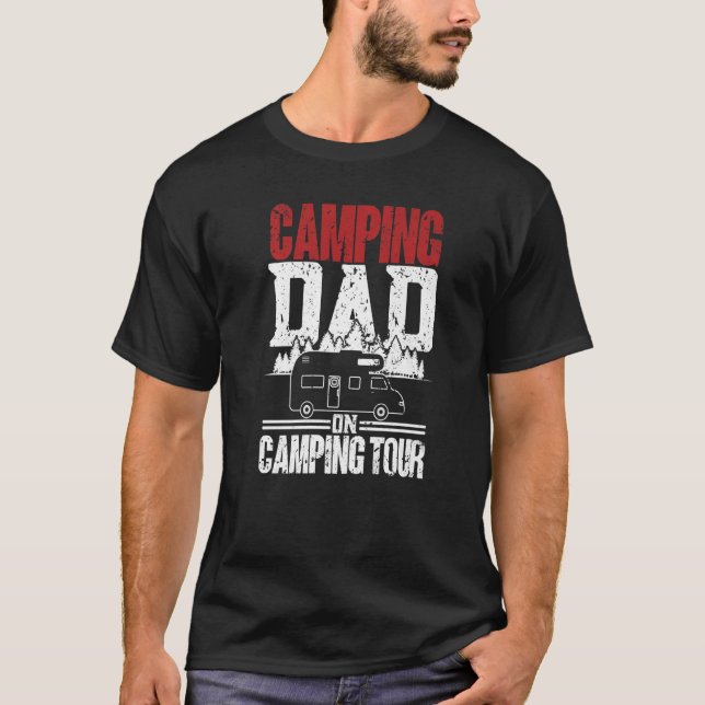 Mens Camping Dad On Tour Camper Caravan Camping T-Shirt (Front)
