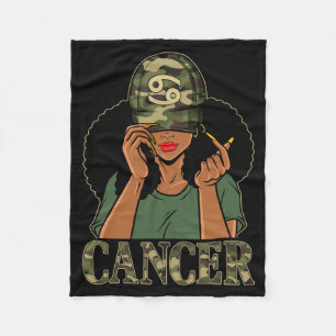 Mens Cancer Girl Black Woman With Cap Camo Afro Fleece Blanket
